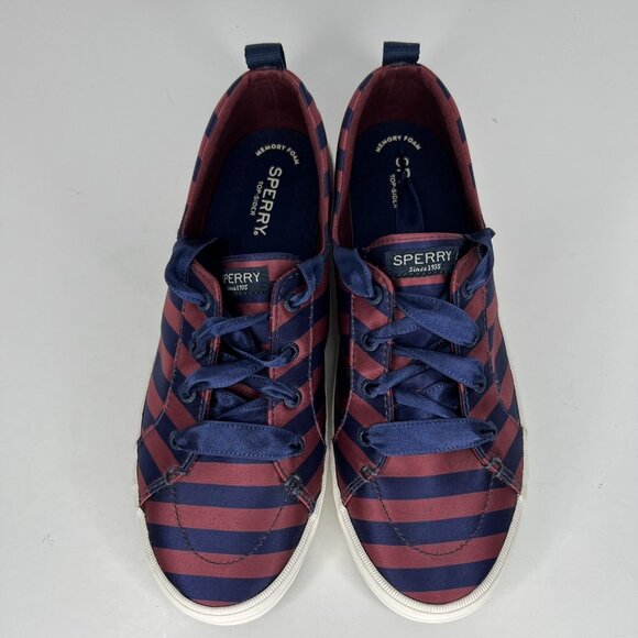 Sperry Top Sider Crest Vibe Varsity Select Womens Size 10 Wine/Navy Satin Stripe - Picture 5 of 9
